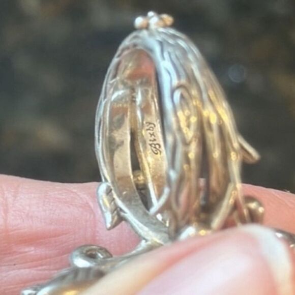 BARBARA BIXBY RING LOTUS FLOWER STATEMENT STERLING 925 RHODOLITE GEMS 7.5 EUC - Picture 10 of 16